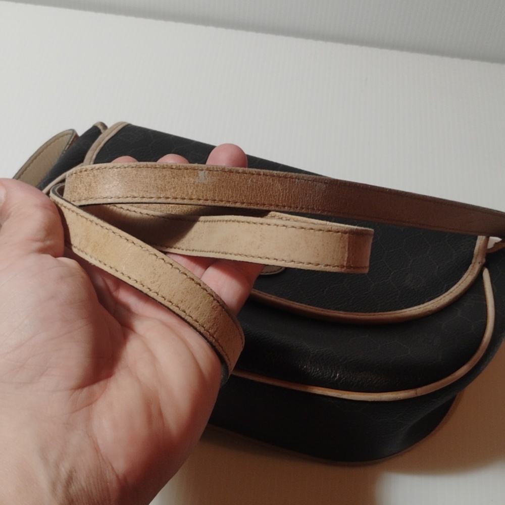 Dior Vintage Honeycomb Coated Canvas Leather Bag With Shoulder Strap - Picture 11 of 12